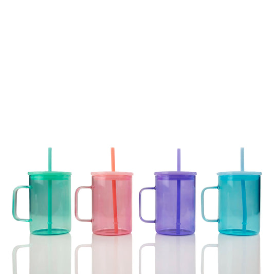 15oz Jelly Glass Coffee Mug W/Handle