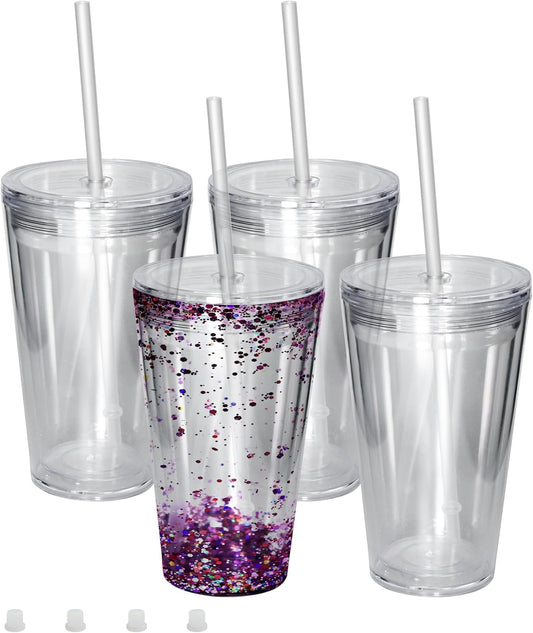 16oz Acrylic Tumblers - Snow Globe Glitter