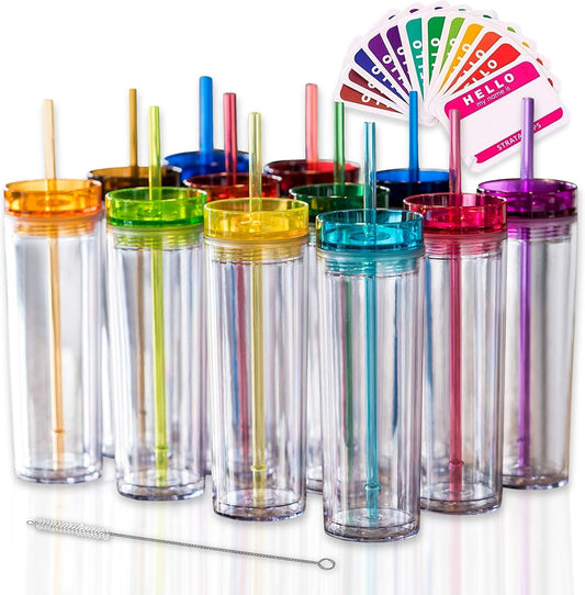 Skinny 16oz Plastic Snow Globe Tumbler
