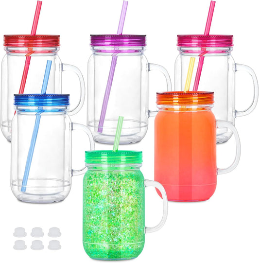 20oz Acrylic Mason Jar - Snow Globe Glitter