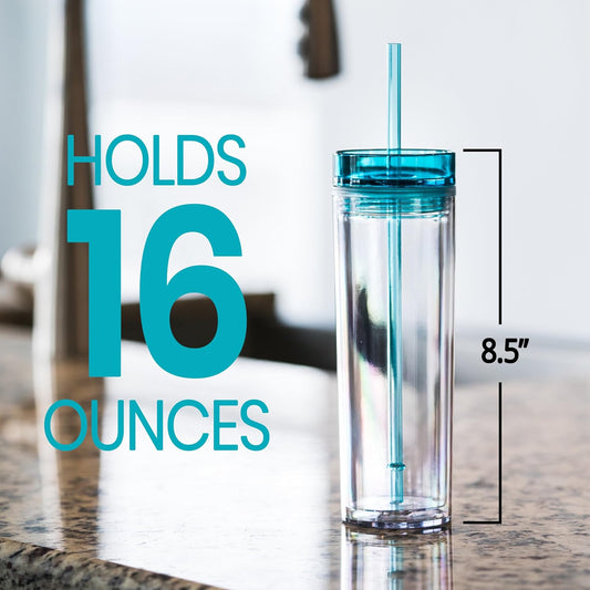 Skinny 16oz Plastic Snow Globe Tumbler