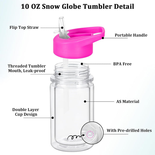 10oz Plastic Kids Snow Globe Tumbler