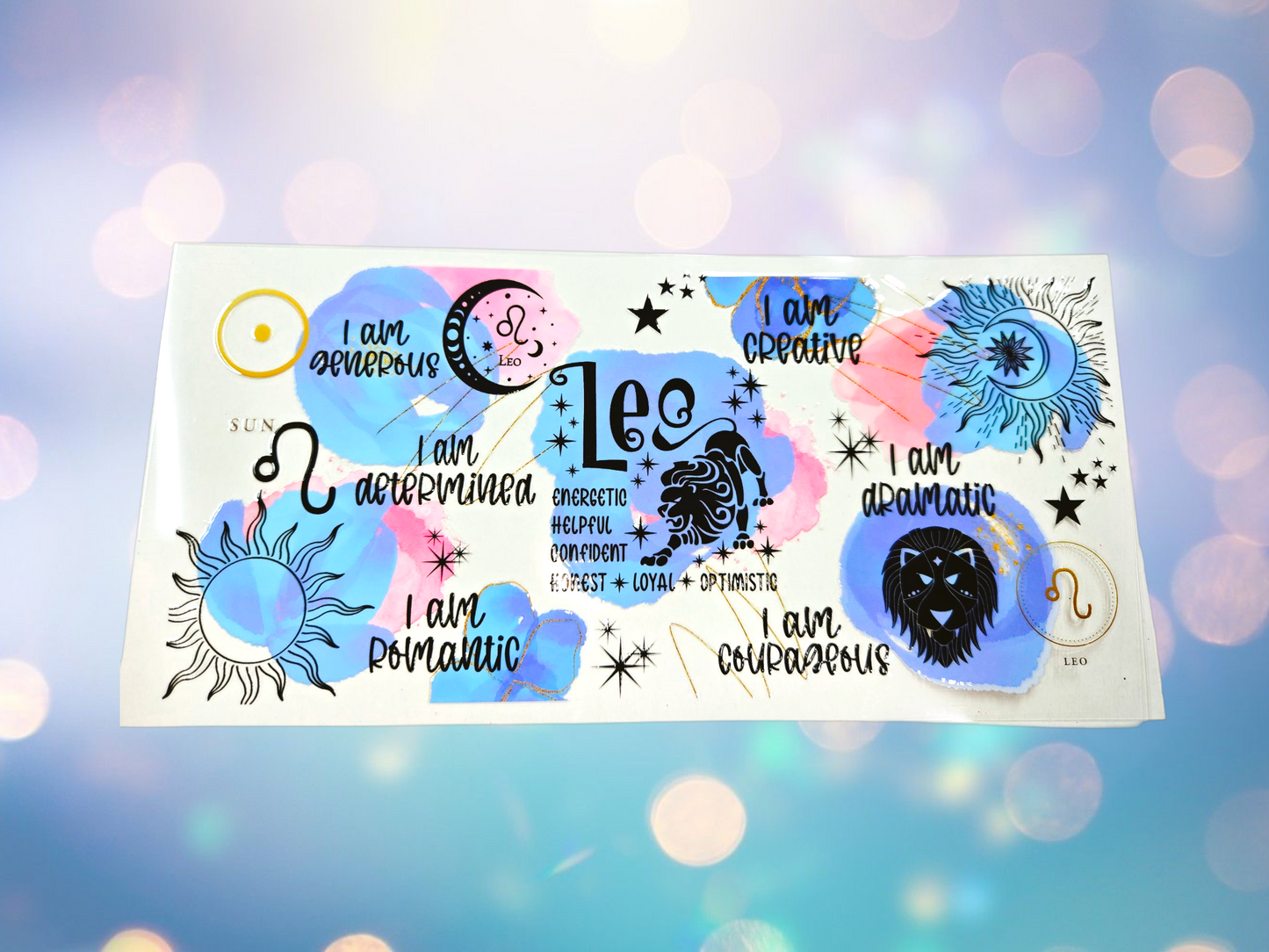 Blue/Pink Leo Zodiac Wrap