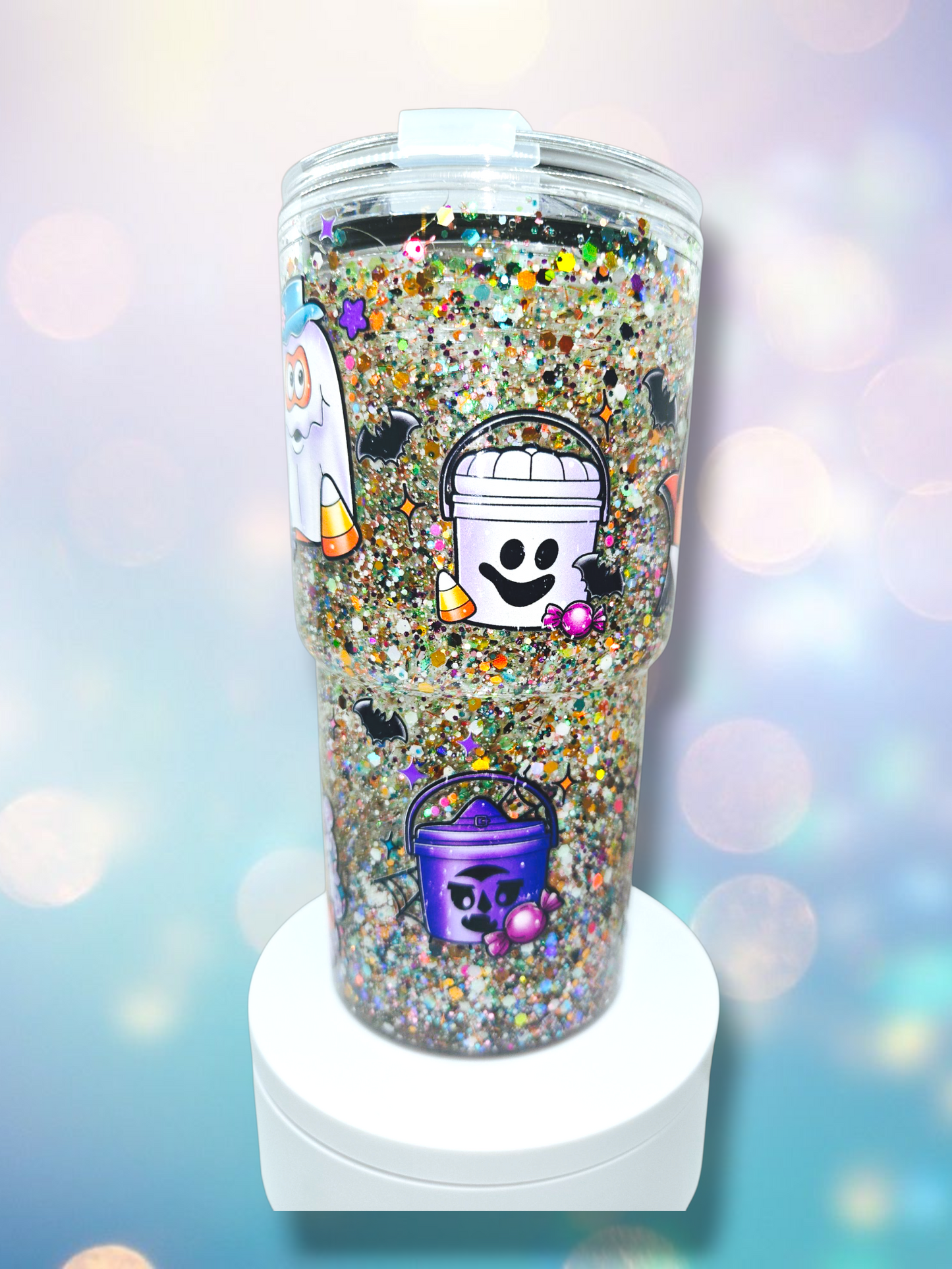 18oz Acrylic Cute Halloween Snow Globe Tumbler