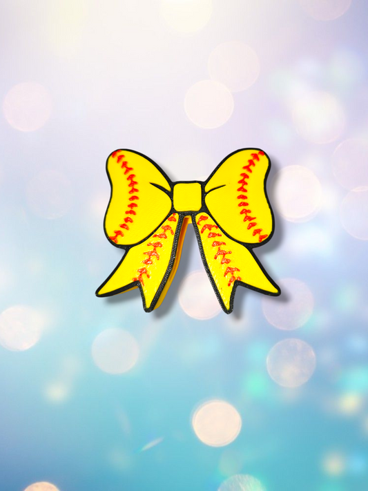 3D Softball Bow Straw Topper