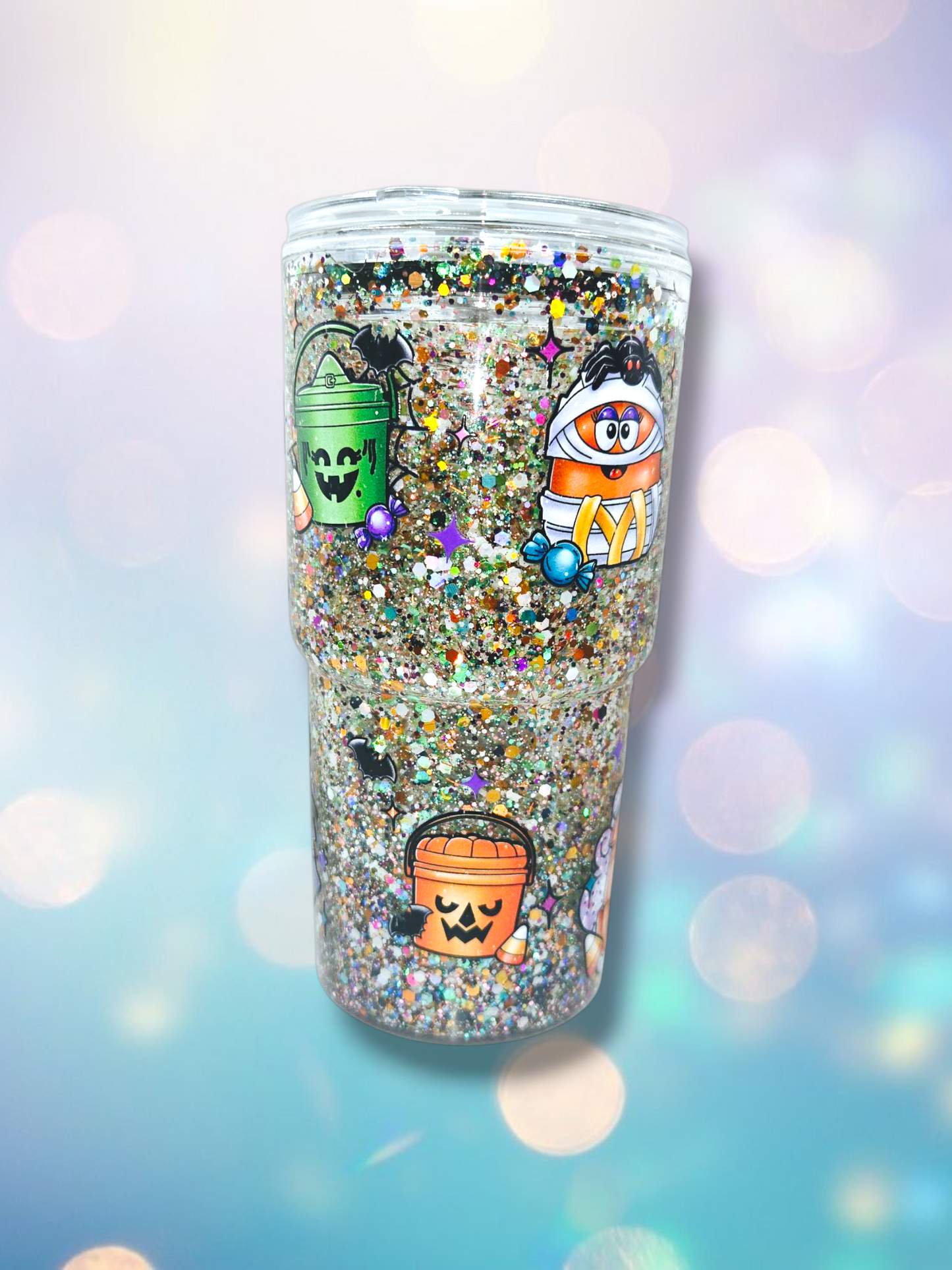 18oz Acrylic Cute Halloween Snow Globe Tumbler