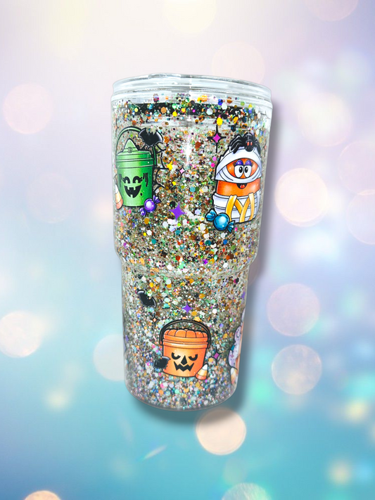 18oz Acrylic Cute Halloween Snow Globe Tumbler
